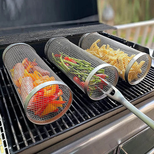 BBQ Basket Stainless Steel Rolling